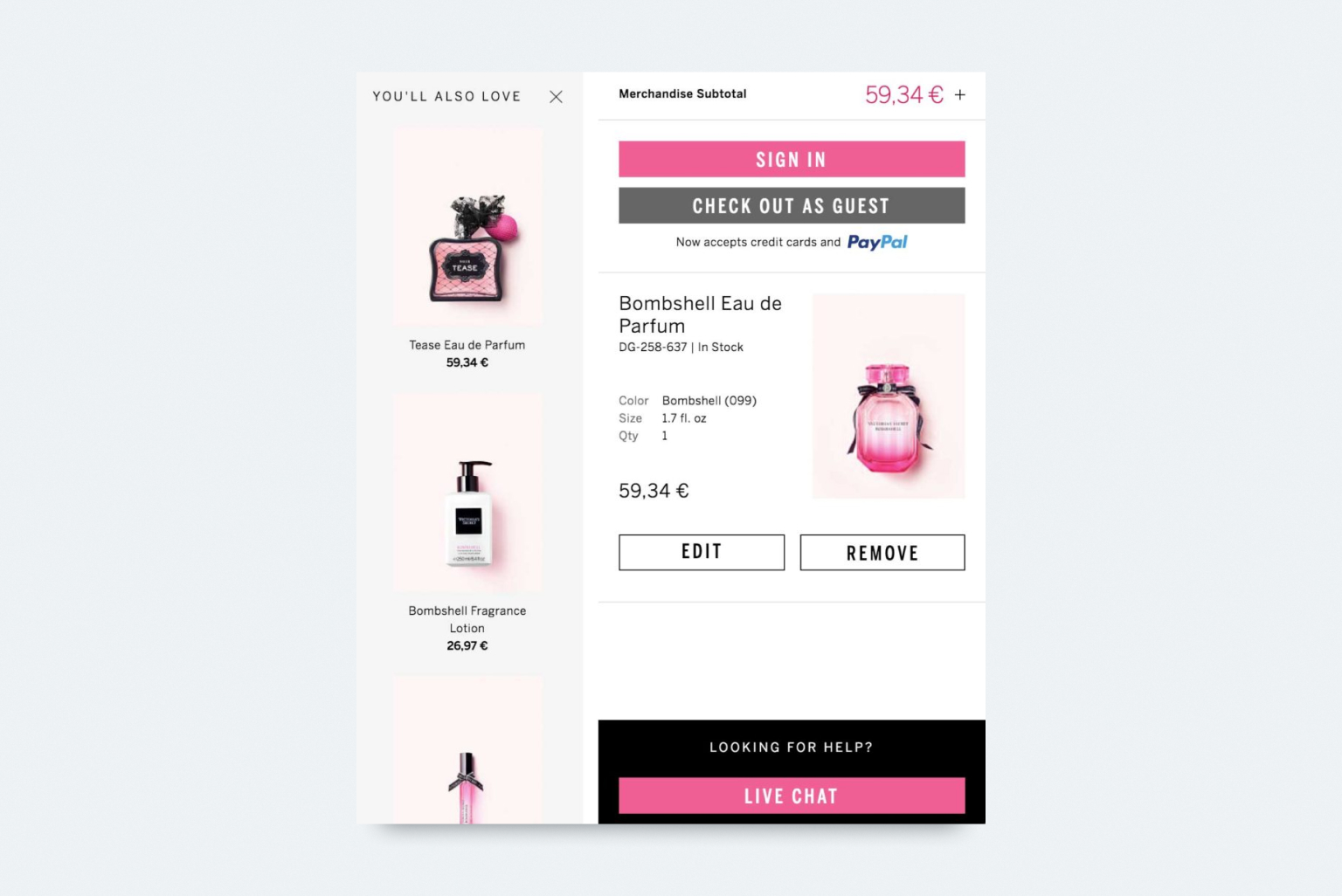 shopping cart live chat