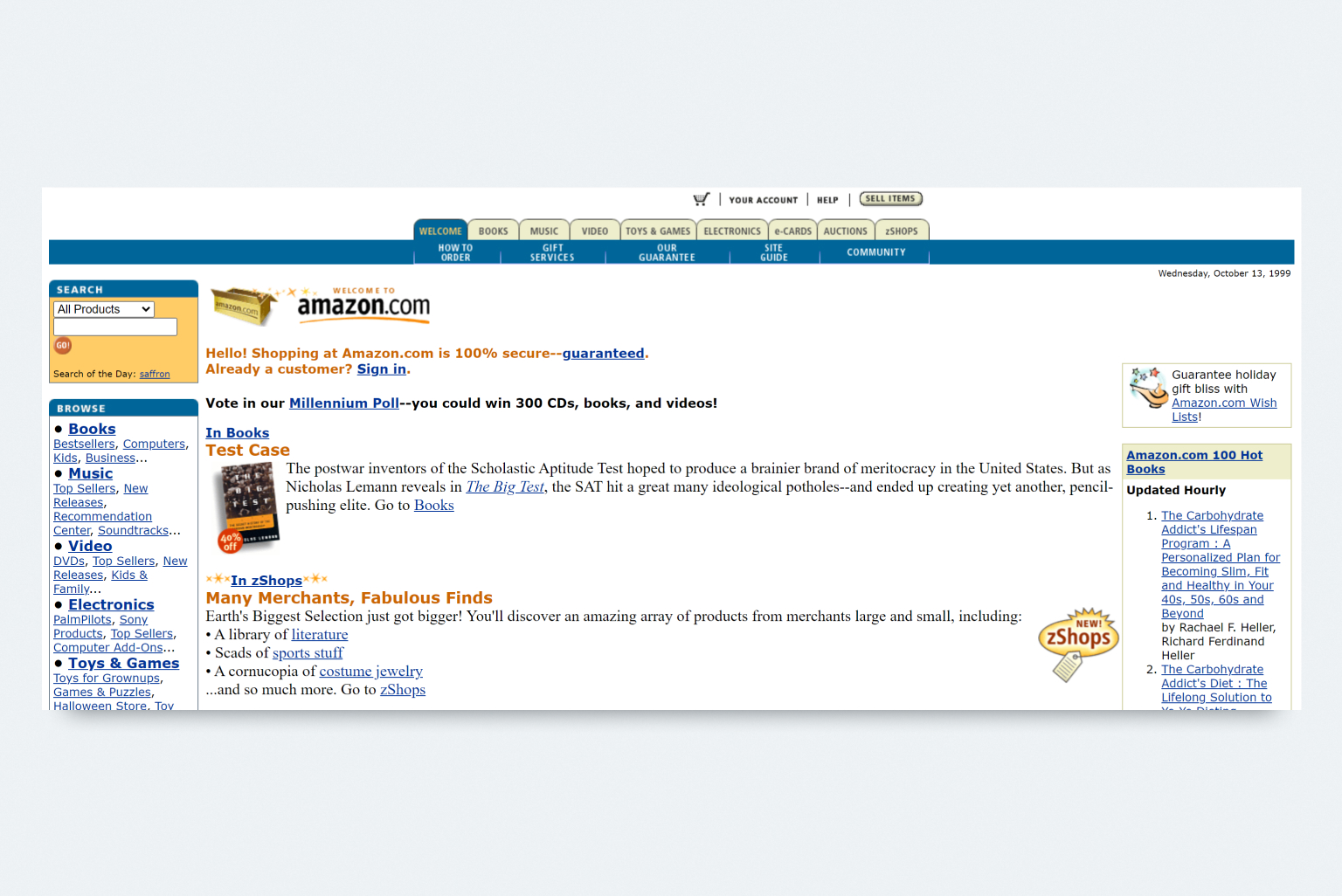 Amazon's old shopping cart design